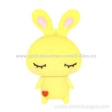 Promotional Cartoon Bunny-shaped USB Flash Memory/Stick, Customized Designs Welcomed